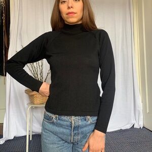 Vintage 70s Mod Black Mock neck